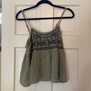 green linen cami